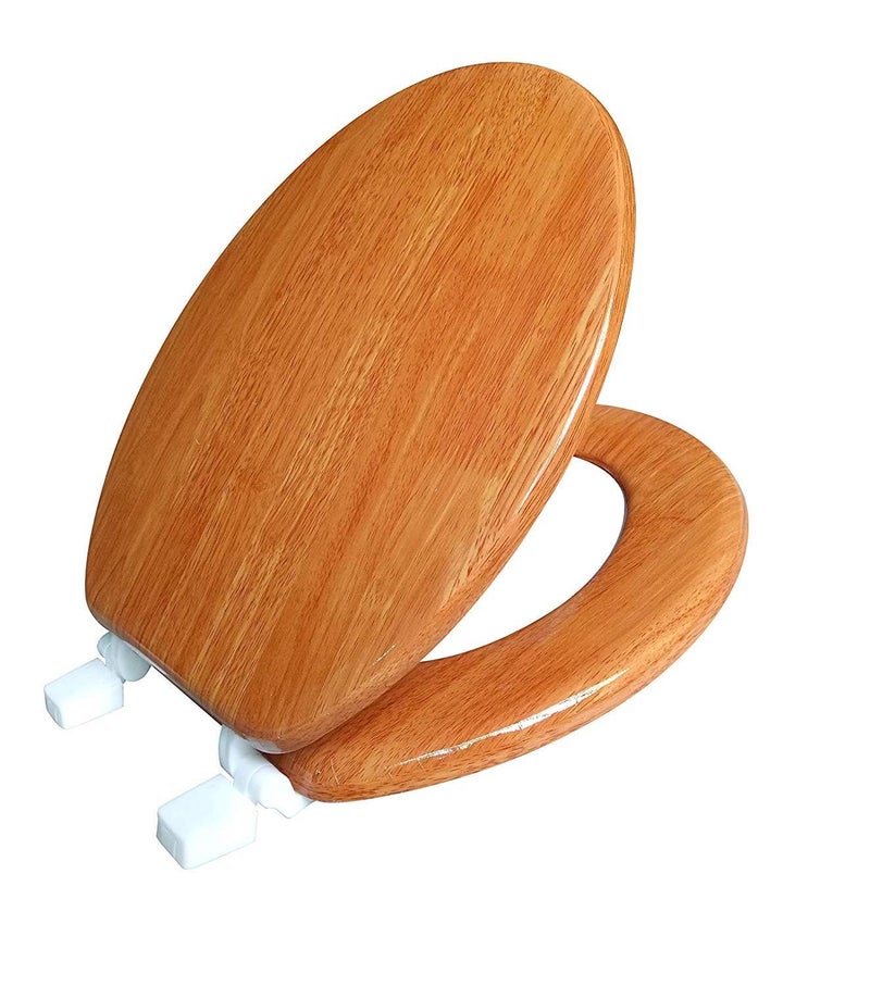 J&V Textiles Round Toilet Seat With Easy Clean & Change Hinge (Wooden Grain)* - Image 1